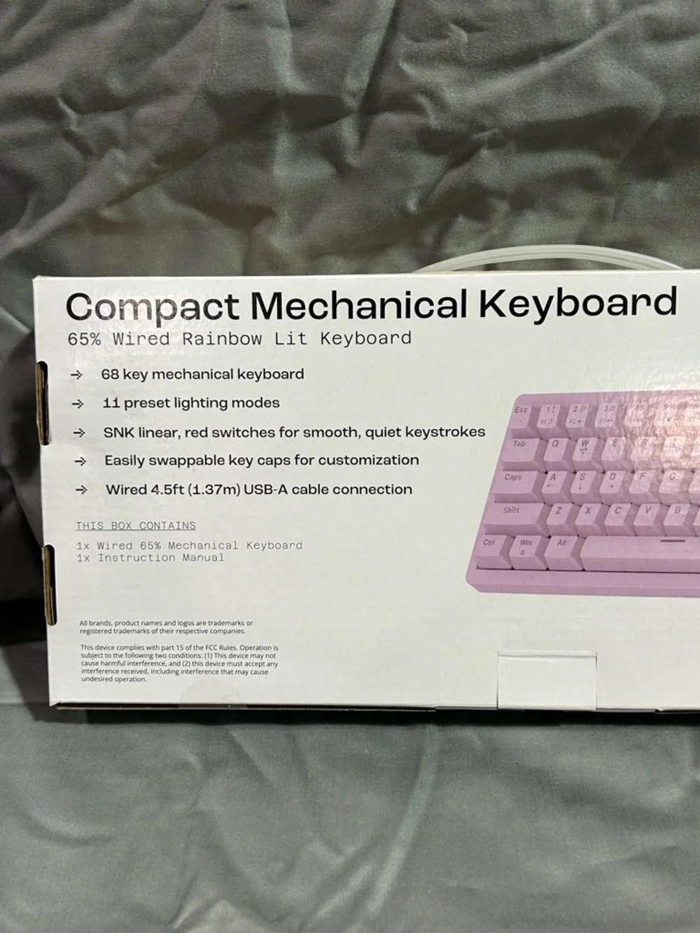 Compact 65% Wired Mechanical Keyboard — Pink